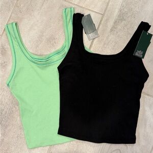 Wild Fable Women's Tank Tops - Black and Mint